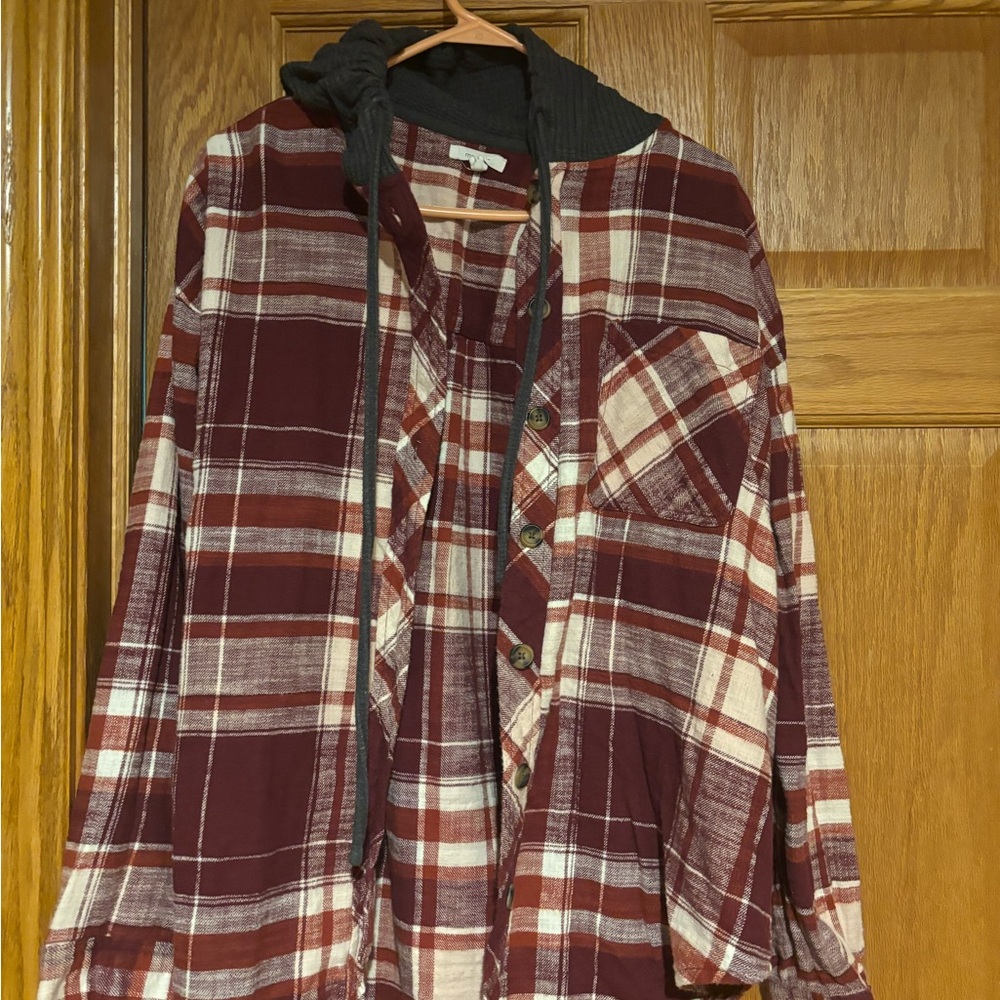 Maurices Flannel with Grey Hoodie